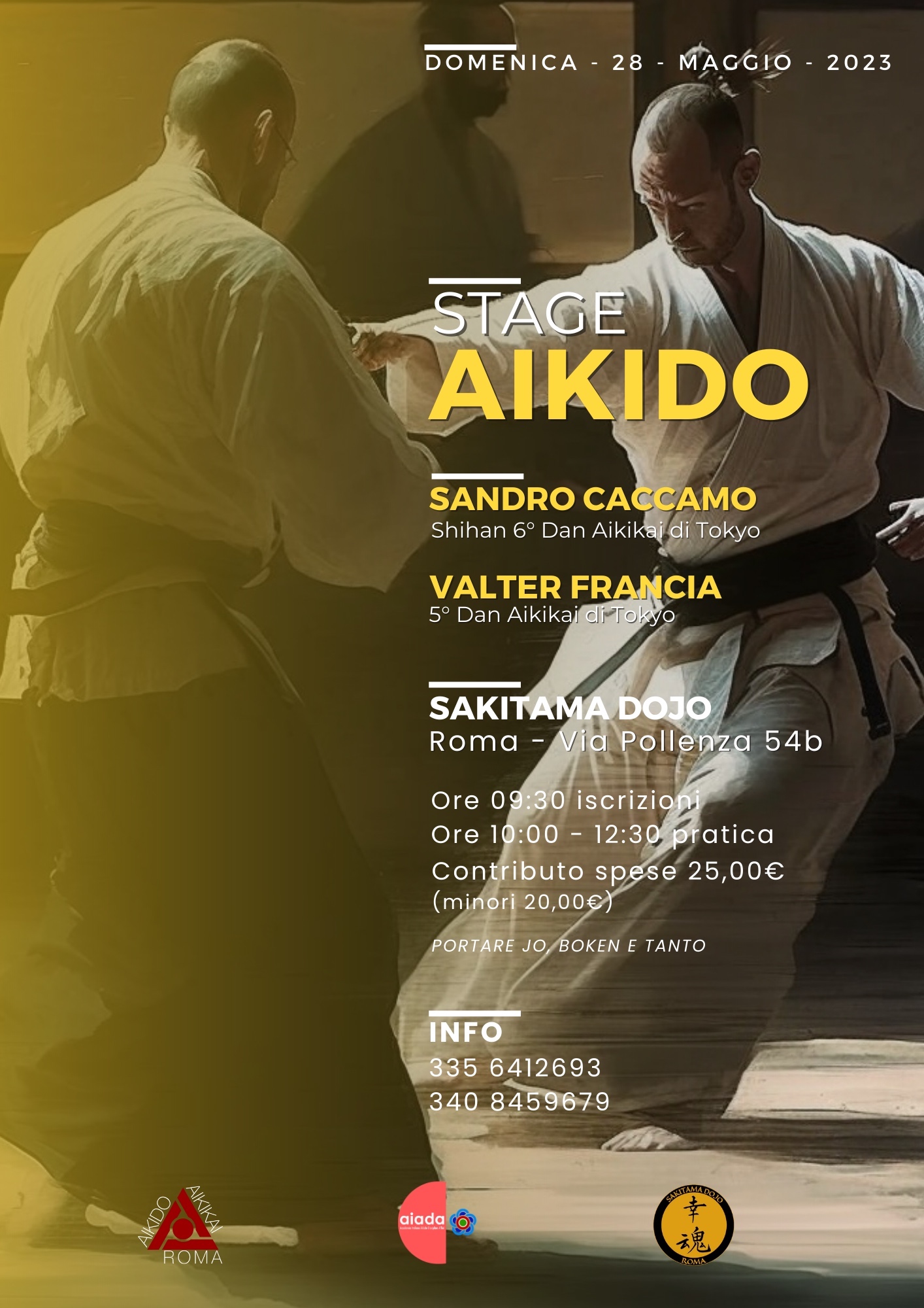 Stage aikido Sandro Caccamo Shian - Valter Francia - 28 Maggio 2023 - Roma