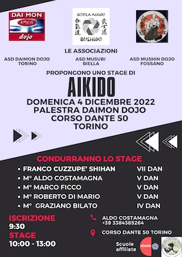 Stage aikido Daimon Dojo 4 dicembre 2022 - Torino